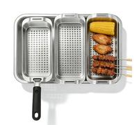 Panier à Barbecue en Acier Inoxydable Set, Panier à Légumes Barbecue avec Trous, Paniers de Grillades Avec Plateau de Service et Poignée Universelle, Accessoires BBQ Pour Poisson Viande Légumes