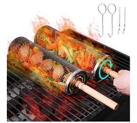 Panier à barbecue - Inox - Roulant - Acier inoxydable 304 - Grande capacité - Facile à nettoyer