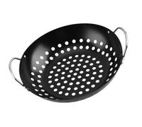 Panier à Barbecue Portable Rond en Fer Antiadhésif à Deux Poignées | Plateau de Gril Multifonction, Résiste à Chaleur, Nettoyage Facile, pour Barbecue Extérieur et Pique-niques
