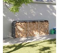 Panier à bois anthracite en acier galvanisé 234 x 45 x 100 cm Étagère à bois de chauffage pour jardin, terrasse et salon pour rangement peu encombrant