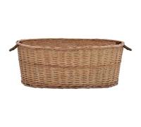 Panier à bûches avec poignées 88 x 57 x 34 cm Saule et marron | Poignées en corde, style rural, utilisation polyvalente, panier à linge, panier à légumes, osier et