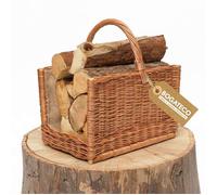 Panier à bûches - BOGATECO - 45 x 48 cm - Osier naturel - Doublure jute - Poignée robuste