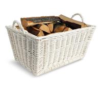 Panier à Bûches - Creative Home - 47 x 33 x 30 cm - Tissé à la Main - Intérieur en Jute - Blanc