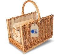 Creative Home Panier de Rangement Panier en Osier avec Poignée et Jute | Rectangulaire 45 x 30 x 47 cm | Brun Naturel | Tissé à la Main | Panier Bois Panier Cadeau de Cheminée | Polyvalent