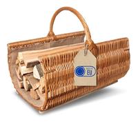 Creative Home Panier à Bois pour Cheminée Panier en Osier | avec Poignée et Jute | Ovale 60 x 45 x 50 cm (+/-2cm) | Brun Naturel | Tissé à la Main | Polyvalent