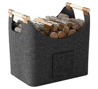 Panier à bûches XL en feutre extra épais et pliable pour brûleur à bois d'intérieur avec poignées étendues pour accessoires de cheminée, shopping, livres, jouets, vêtements