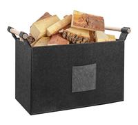 Panier à bûches XXL Panier en Feutre très épais et poignée renforcée, Range Buche Interieur Pliable Sac à Bûches en Feutre pour Bois de Cheminée, panier à provisions, Bois, Journaux, Jouet (60L)