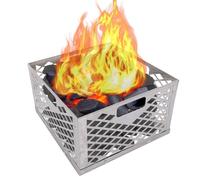 Panier à charbon de bois carré en acier inoxydable - Accessoire de barbecue | Panier à charbon pour barbecue combiné | Élimination propre des cendres et grillade efficace | Durable et résistant à la
