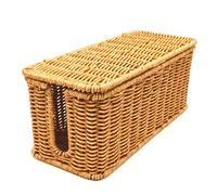 Panier à Cordon en rotin 12, 2x5, 12x5, 12 Pouces, boîte de Gestion des câbles avec Fentes pour Couvercle, Organisateur de Bureau Style Pastoral, Cache-Cordon pour Le Bureau à Domicile