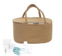 Panier à couches en corde de coton - Panier de rangement 37 cm pour chambre de bébé, sac de voyage pour couches | Organisateur pour bébé avec couvercle & séparateur amovible pour lingettes, biberons &