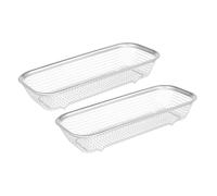Panier à Couverts 2 Pièces pour Lave-vaisselle en Acier Inoxydable | Maille Rigide, Fond Plat et Coins Lisses, Drainage Rapide, Lot de Deux, Ton Argenté