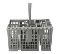 Panier à couverts de rechange pour lave-vaisselle Bauknecht pour Indesit et Hotpoint pour lave-vaisselle Ignis, poignée ronde amovible en plastique gris, pièce de rechange pour numéro de pièce