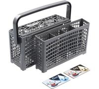 Panier à couverts Ibzoa® pour lave-vaisselle, gris – Plastique sans BPA, 7 compartiments, résistant à la chaleur jusqu'à 80°C, 23 x (8,5+4,5) x 13,5 cm (sans poignée) / 26,3 x (10,5+4,5) x 13,5 cm (av