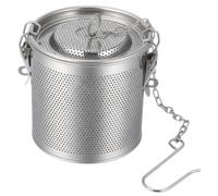 Panier à Épices en Acier Inoxydable 304, Infuseur pour Bouillon | Maille Ultrafine, Couvercle Renforcé, Chaîne Crochet, Bord Roulé Protecteur, Format Large 5 Pouces, Argenté