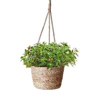 Panier à fleurs suspendu - Support à fleurs suspendu - En jonc de mer - Tressé à la main - Pour cactus et herbes aromatiques - Pour l'intérieur et l'extérieur - Naturel
