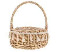 Panier à Fleurs Tressé Grand en Bois, Portable, Mariage Élégant
