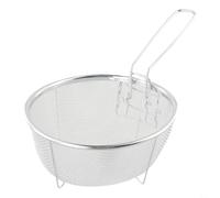 Panier à frire profond en acier inoxydable avec poignée amovible en maille métallique ronde conçue pour frire le poulet, le poisson et les frites, fiable pour une utilisation en cuisine (20 x 20 cm)