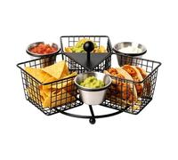 Panier à friture carré rotatif avec compartiments pour frites | Panier à frire avec compartiment pour maison, fête, salle à manger, appartement, cuisine, plan de cuisson, barbecue
