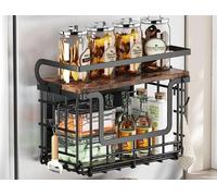 Panier a Fruit etagere de murale cuisine,Rangement de cuisine empilable,2 Etages Corbeille,Avec un Couvercle en boispour Fruit Basket pour Rangement Fruits et Légumes,30,5 x 16 x 26 (1 pièce) Noir