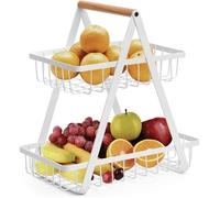 Panier à fruits - 2 étages - Blanc - Amovible - Gain de place