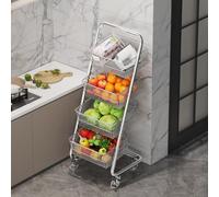 Panier à fruits et légumes à roulettes à 4 niveaux, en fil métallique, organisateur de cuisine sur roulettes pour fruits, légumes, pain, oignons, pommes de terre - 576 lingettes au total