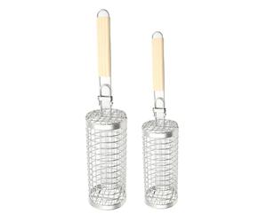 Panier à gril roulant, paniers de barbecue pour barbecue extérieur | Outils de barbecue ronds pour crevettes, poissons, légumes, frites, cuisiniers à domicile, parc, pique-niques, camping, excursions