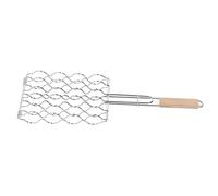 Panier à grillades de maïs en acier inoxydable avec poignée en bois de hêtre, répartition uniforme de la chaleur, capacité de 4 cors, support de grillage pour le camping, les