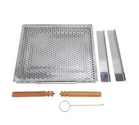 Panier à grillades pour barbecue en acier inoxydable, panier de camping portable en plein air avec séparateurs amovibles pour poisson, viande, légumes, barbecues dans le jardin, (Double poignée)