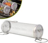 Panier à grillades Rolling, panier cylindrique en acier inoxydable avec support, pour barbecue d'extérieur, légumes, poisson, viande, grillades, frites à la française, accessoires de cuisson pour barb
