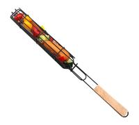 Panier À Griller Avec Poignée en Acier Inoxydable avec Manche en Bois | Support à Saucisses Panier Barbecue Grill Steak Légumes Poisson Maison et Cuisine Extérieur Camping Pique-nique et Fête