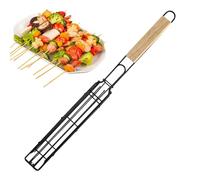 Panier À Griller Barbecue Extérieur en Acier Inoxydable avec Manche en Bois