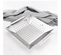 Panier à Griller Carré 26.5cm pour Légumes et Viandes - pour accessoire Barbecue avec et Trous d'Égouttage pour Cuisson Extérieure