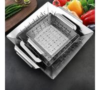 Panier à griller en acier inoxydable avec base en maille pour griller des légumes et des plats d'accompagnement en toute sécurité pendant la cuisson en plein air ((petit ))