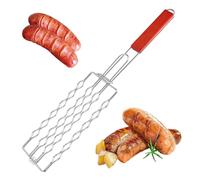 Panier à Griller Poignée Bois Résistante Chaleur Portable | Panier Barbecue Hot Dog Support Saucisses Pour Steaks, Légumes, Viandes, Poissons, Cuisine Maison et en Extérieur, Camping,