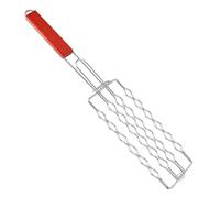Panier à Griller pour Légumes en Acier Inoxydable avec Manche en Bois | Panier Barbecue Hot Dog Support Saucisses Steak Légumes Poisson Maison et Cuisine Extérieur Camping Pique-nique et Fête