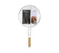 Panier à griller rond double EDCO 30 cm métal chromé poignée bois