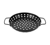 Panier à Griller Rond pour Barbecue Extérieur, Acier au Carbone Noir | Double Poignées, Grand Perçage, Cuisson Uniforme, Usage Maison et Plein Air, Surface Antiadhésive