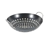 Panier à Légumes de Barbecue en Acier au Carbone Noir, Double Poignée | Antiadhésif, Étanche, Grand Orifice, Nettoyage Facile, Usage Maison et Extérieur