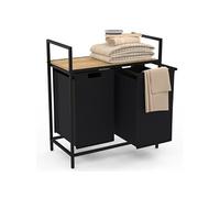 IDMarket – Panier à linge Detroit 2 bacs tissu design industriel Noir