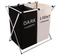 Panier à linge 2 sections, panier de stockage de lavage, panier pliable imperméable et cadre en aluminium, organisateur de vêtements, panier à linge durable pour salle de bain et maison avec poignée d