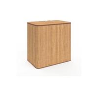 IDMarket - Panier à Linge 3 bacs Amovibles Bambou Alba Tissu écru