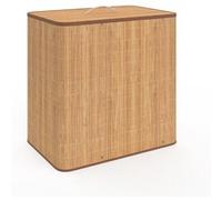 IDMarket - Panier à Linge 3 bacs Amovibles Bambou Alba Tissu écru