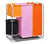 Panier à Linge 3 Compartiments avec Bac Amovible 70 x 30 x 80 cm - Trieur à Linge Sale Tissu Structure Métal