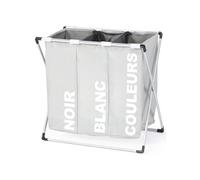 Panier à linge 3 compartiments pliable gris