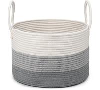 Panier à linge 32L, tressé en coton, corde, pliable, avec poignée, 40x25 cm, gris