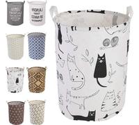 Panier à linge 50 cm - Rangement pliable avec poignées pratiques - Toile de coton ronde imperméable pour les produits de bébé Jouets Chambre à coucher