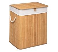 5five - Panier à Linge Pliable en Bambou 60 L - L 40 x P 30 x H 50 cm, Avec Couvercle, Sac Amovible - Pour Salle de Bain, Chambre, Buanderie
