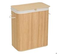 5five - Panier à Linge Pliable en Bambou 60 L - L 40 x P 30 x H 50 cm, Avec Couvercle, Sac Amovible - Pour Salle de Bain, Chambre, Buanderie