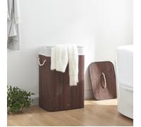 Panier à linge 72 litres Salla en bambou 60 x 40 x 30 cm marron gris clair