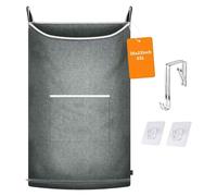 Panier à linge à suspendre au-dessus d'une porte, panier à linge à suspendre, panier pour salle de bain, armoire, solution de rangement peu encombrante, panier à linge à suspendre avec 2 crochets en a